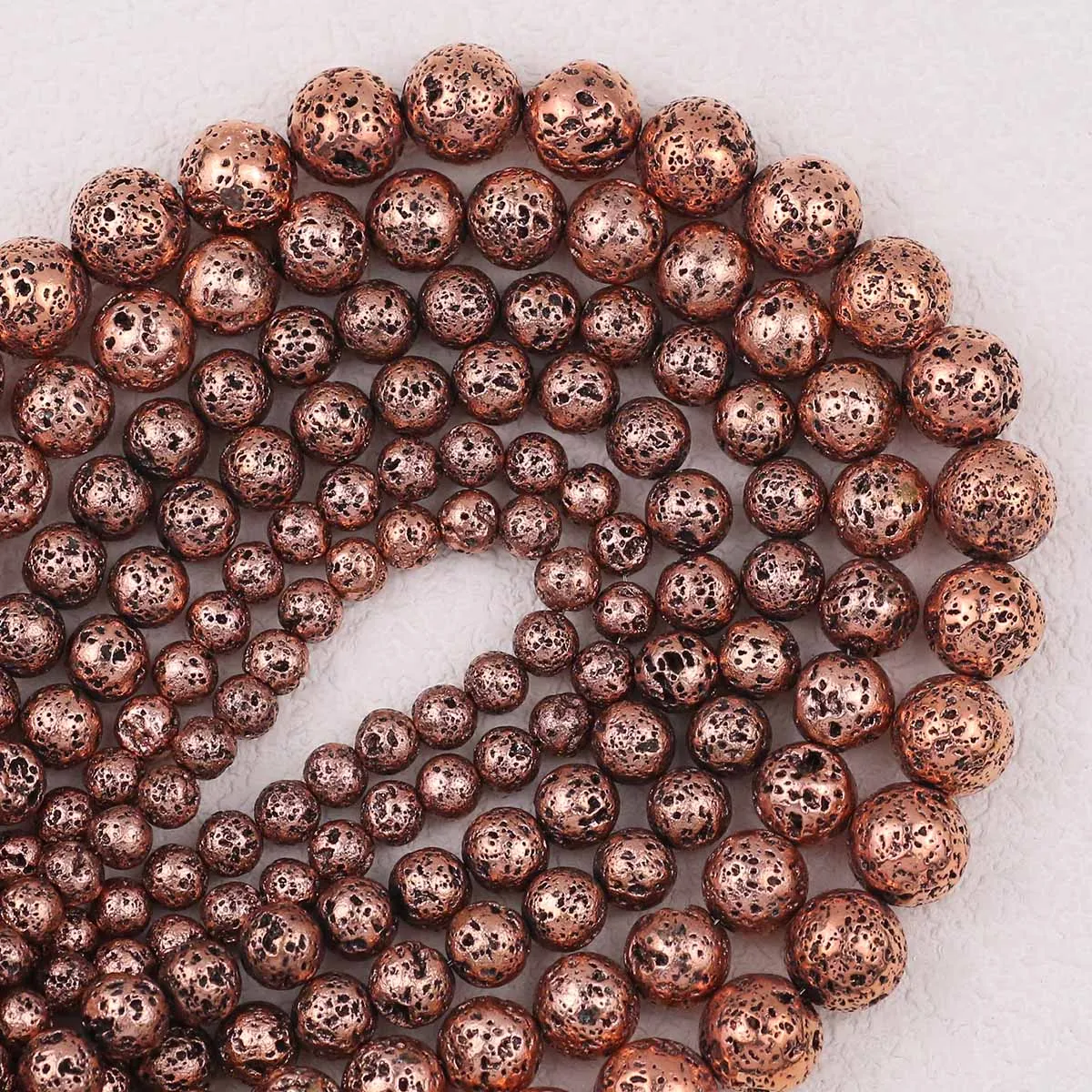 1 Strang Rot Bronze Kupfer Vulkan Lava Hämatit Naturstein Runde Spacer Perlen 4/6/8/10/12 mmFür DIY Schmuck Machen Armbänder
