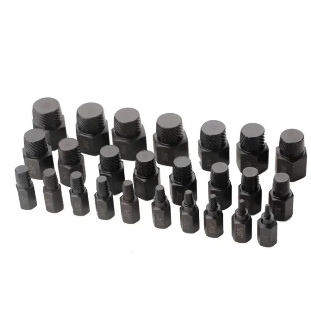 25pcs Imperial Multi-Spline Broken Head Screw Extractor Hexagon Head Bit Socket Wrench Bolt Remover Manual Combination Set