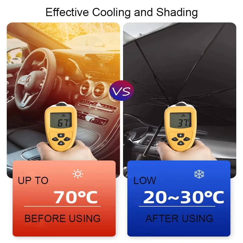 

Foldable Car Windshield Sunshade Umbrella UV Heat Protection Front Window Sun Shield Keeps Vehicle Interior Cool For Sedan Van