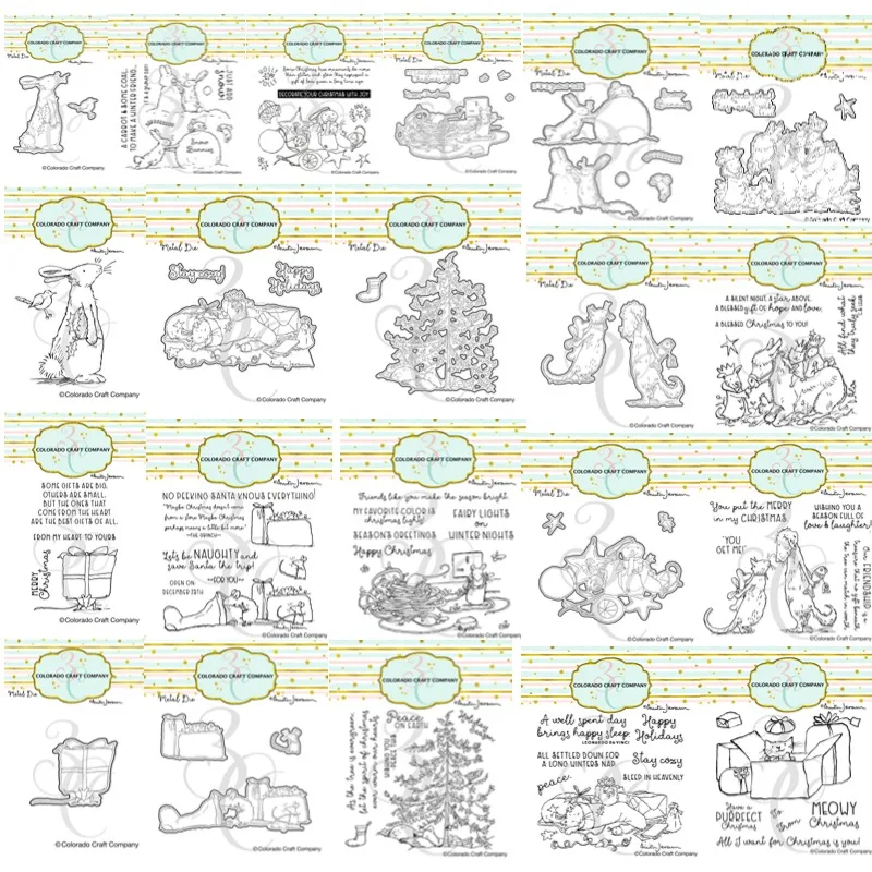 Kolekcja świąteczna Światła Prezenty Lisy Myszy Kot Ozdoby Ptak Królik Mysz Metalowe matryce do wycinania Stemple 2024 Nowość