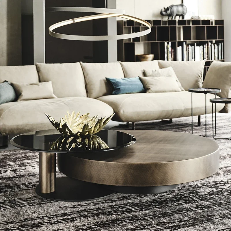Nordic Minimalist Italian Antique Oval Irregular Steel Coffee Table Silver Metal Side Table  Room Furniture