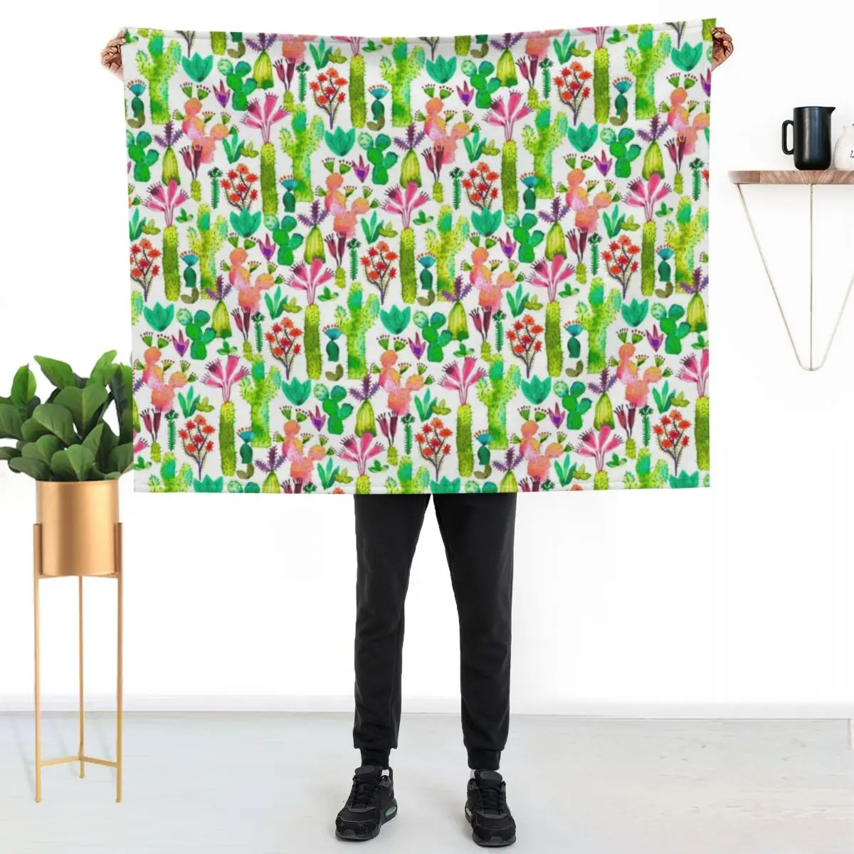 Cacti garden Throw Blanket Soft Home Decor Blanket for Couch Bedroom