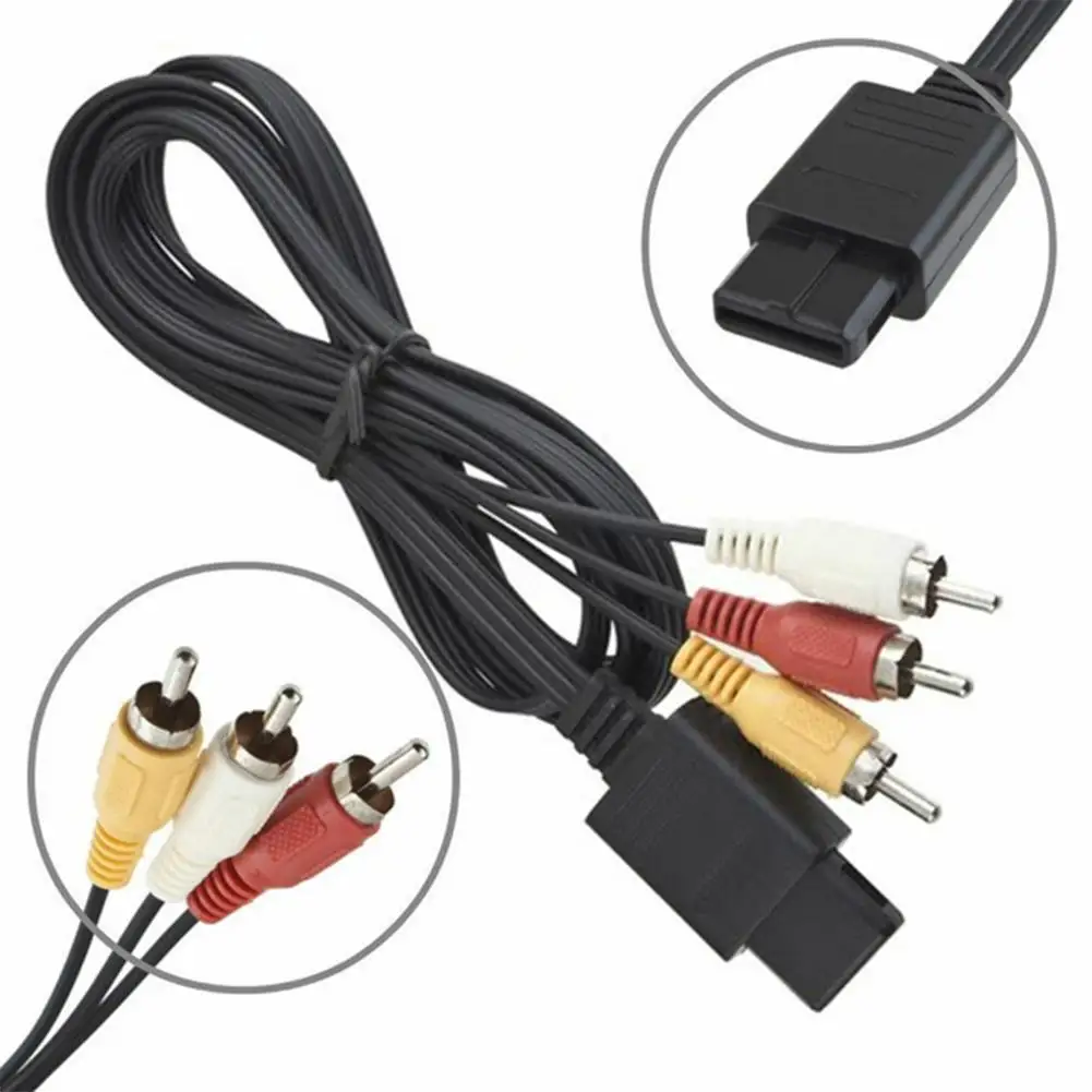 1.8 متر لنينتندو 64 N64 الصوت التلفزيون فيديو الحبل كابل AV إلى RCA ل سوبر نينتندو GameCube N64 SNES لعبة مكعب الملحقات
