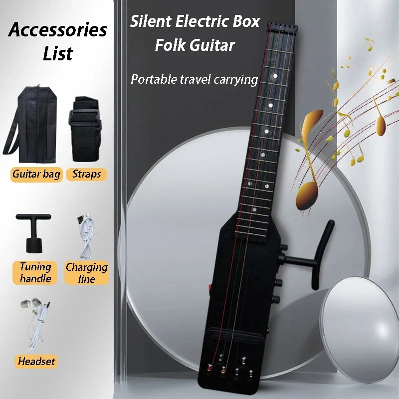 Mini Silent Electric Box Folk Guitar Travel Portable Carry Guitars Adult Beginners Silent Guitar Professional String Instruments