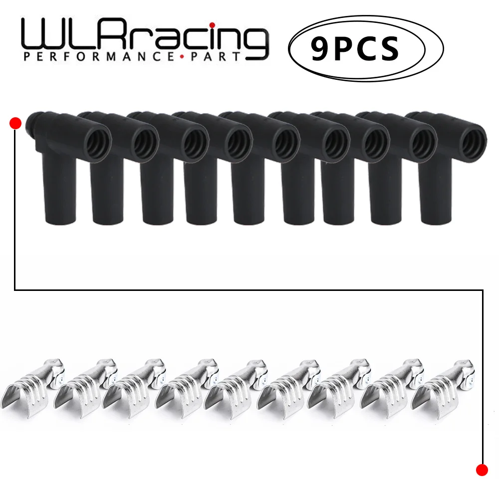 WLR RACING - 9 pcs / set Universal Hei Style Distributor End Spark Plug Wire Rubber Boots & Stainless Steel Ends WLR-SSC02