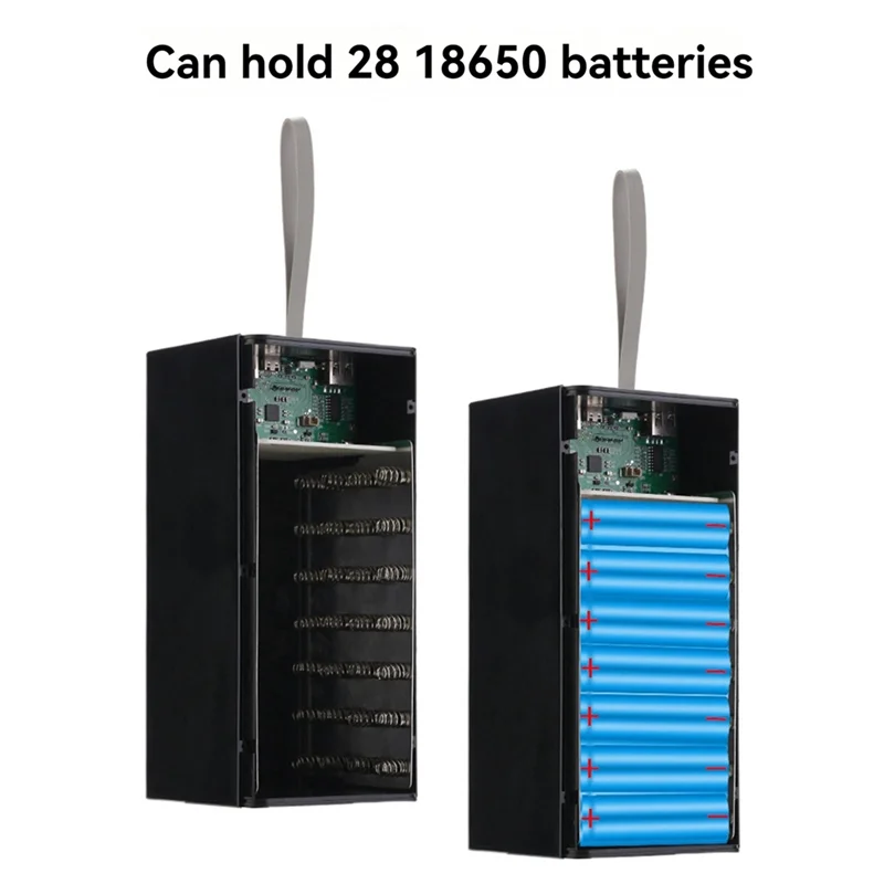 

SR-22.5W DIY Powers Bank Box с быстрой зарядкой и ЖК-дисплеем Съемный мобильный блок питания для батареи 28X18650 Внешний корпус B