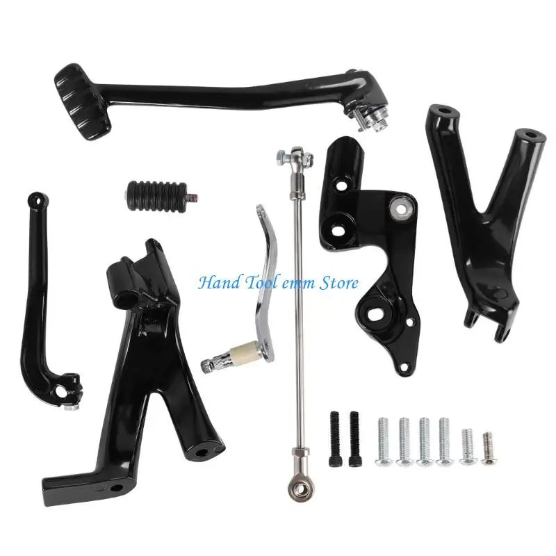 H37F Black Motorcycle Forward Controls for Selected 2018-Up Models, Metal Foot Peg Assembly Pair with Linkage Rod and Mounting