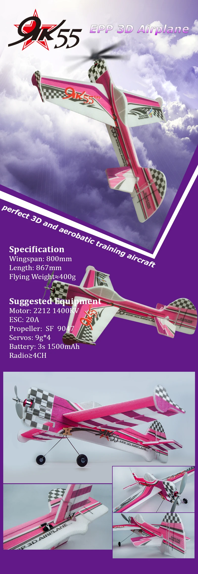Real Hawk EPP Yak55 3D Akrobatik-Flugzeug Bausatz, 800mm Spannweite, Indoor-Outdoor Schaumstoffmodell für Anfänger, Hobby-Flugzeug – Detail 17