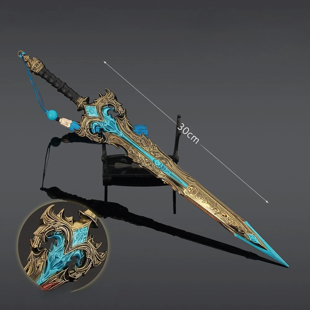 22cm Chinese Investiture of The Gods Qingyun Sword Anime Peripheral Metal Weapon Model Katana Samurai Sword Keychains Crafts Toy