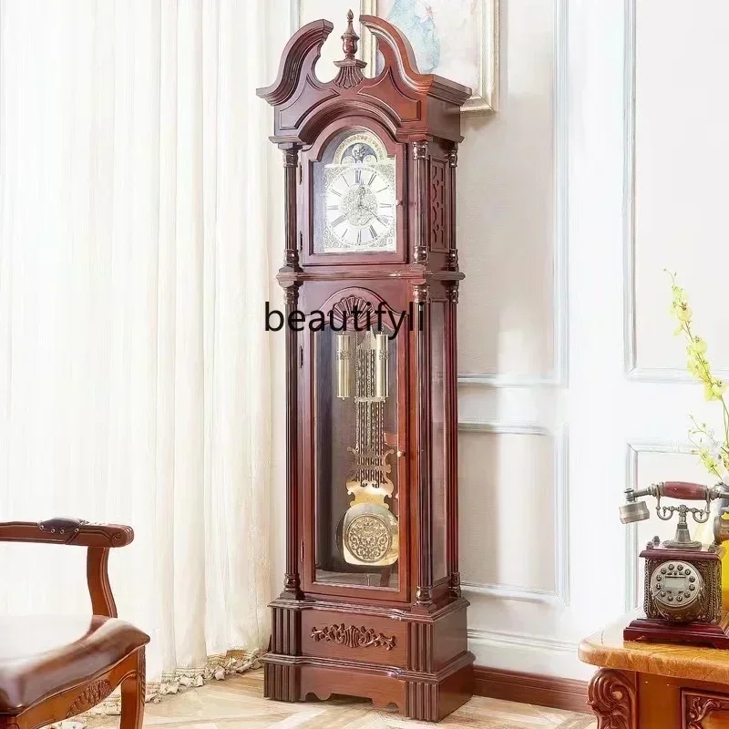

53Original Mechanical Solid Wood the Grandfather Clock Chinese Retro Vertical Clock Living Room American Clock