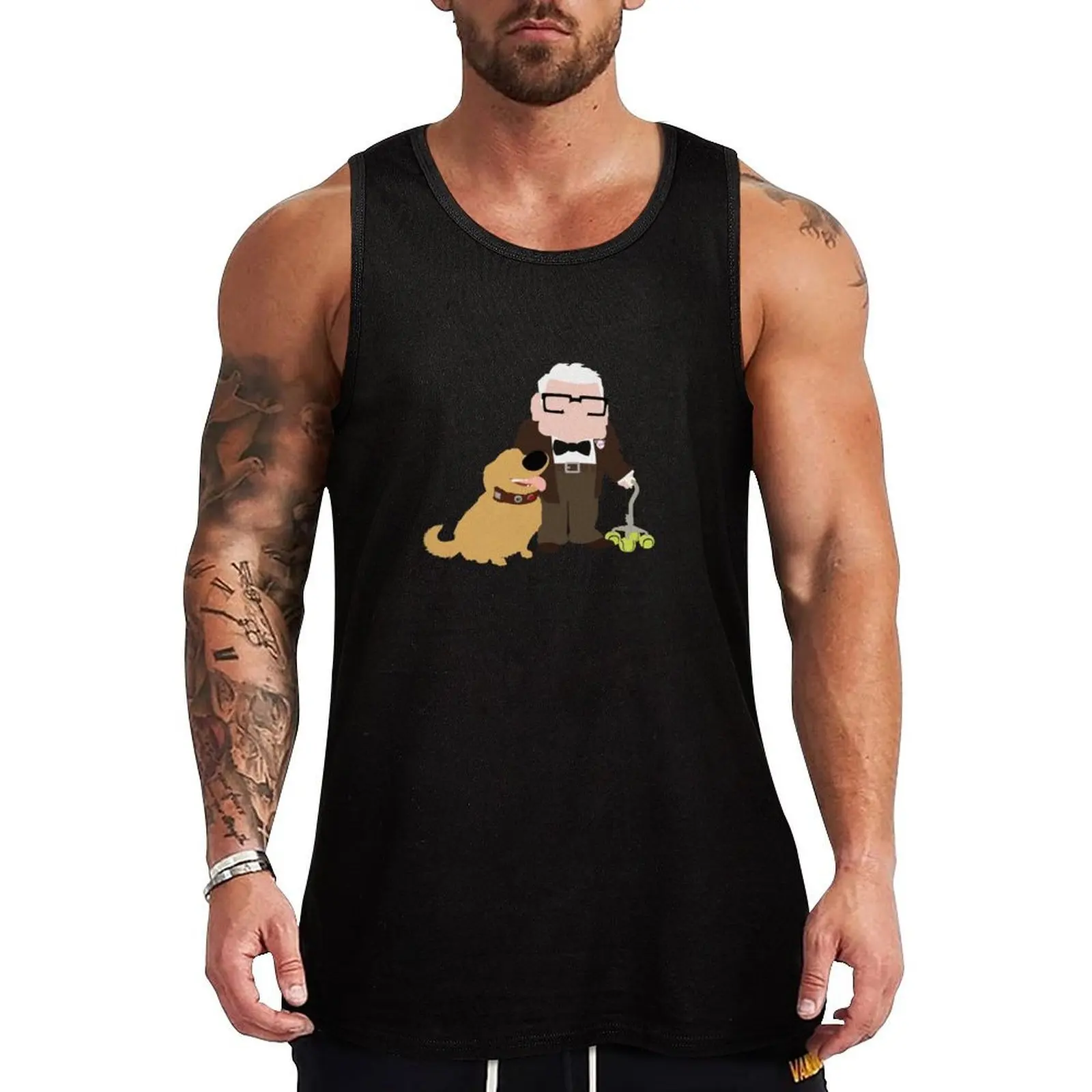 Old Man and His Loyal Dog Tank Top Text Print Tank Top Letter Graphic Casual Sleeveless