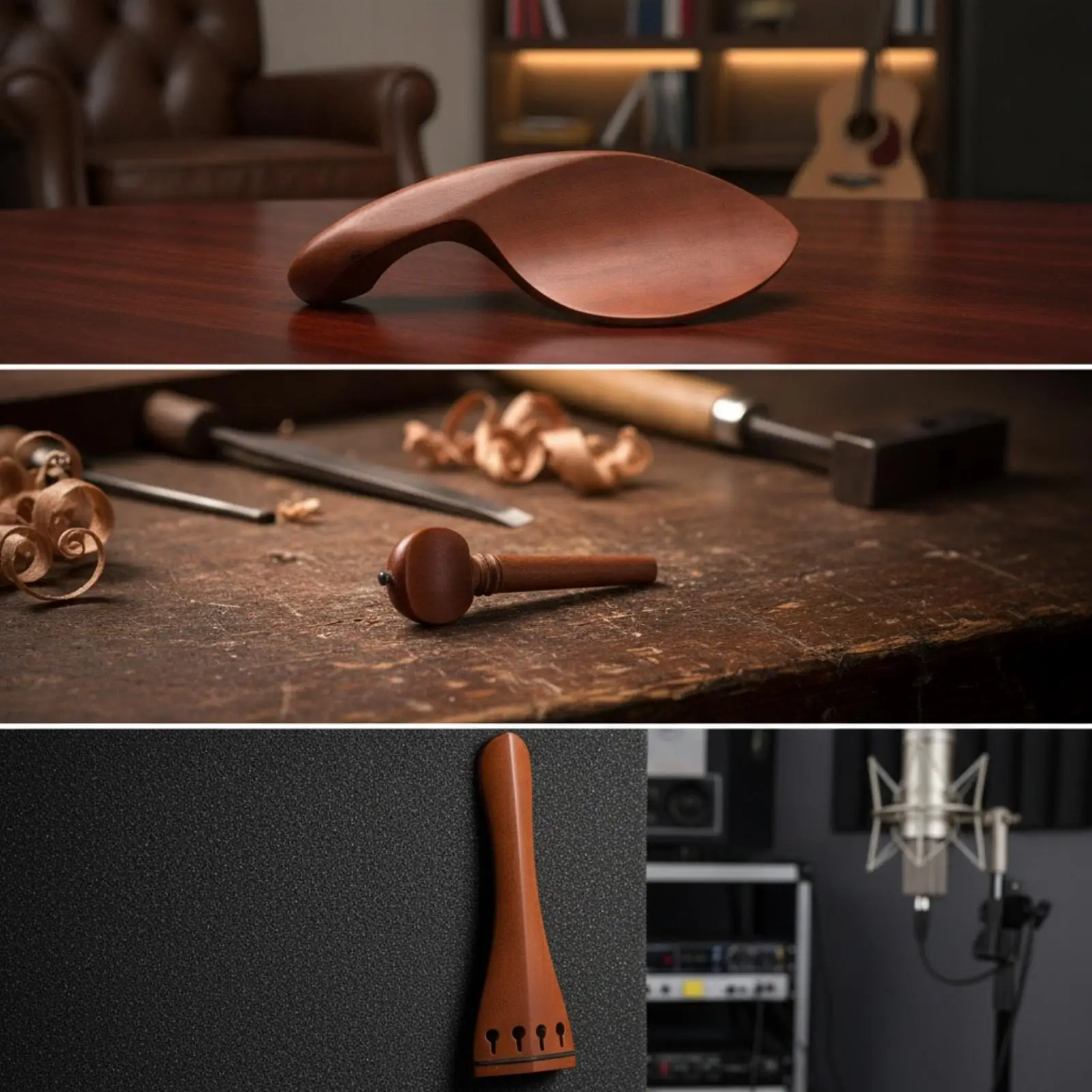 Violin Accessories Jujube Wood Neck Support Knob with Pegs Tailpiece and Endpin for Luthier Restoration and Tuning Stability