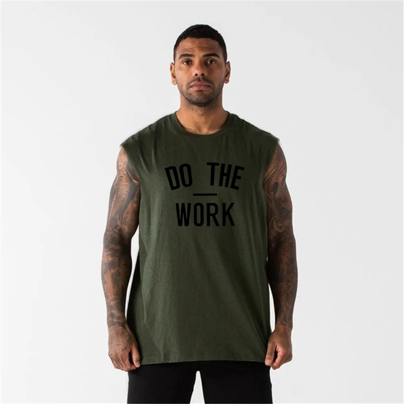 DO The Work Printed Fitness Bodybuilding Muscle Tank Top Sports Sleeveless Tshirt Professional Training Men mesh Vests