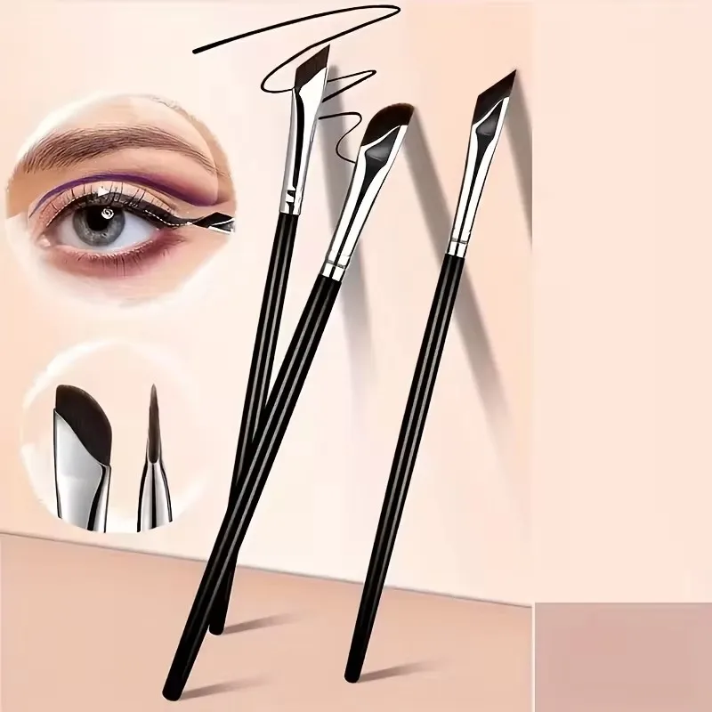 Makeup Brushes Set With Tilted Fine Blade Lower Eyelid To Flat Head Oblique Angle Eyebrow Horizontal Silkworm eyeliner Brush
