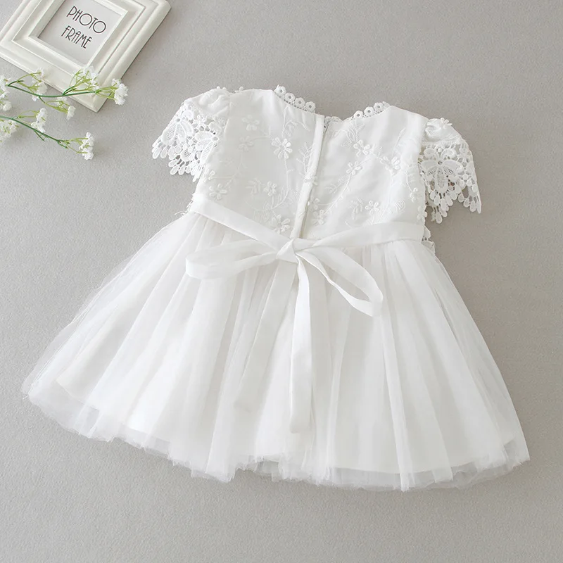 Newborn Girl Dress Baby Baptism Clothes Infant White Lace Birthday Dresses 0 3 6 12 18 24 Months