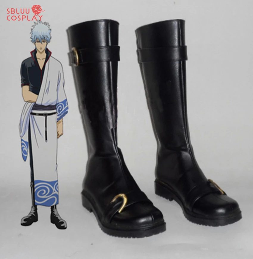 SBluuCosplay Sakata Gintoki Cosplay Boots Custom Made black shoes