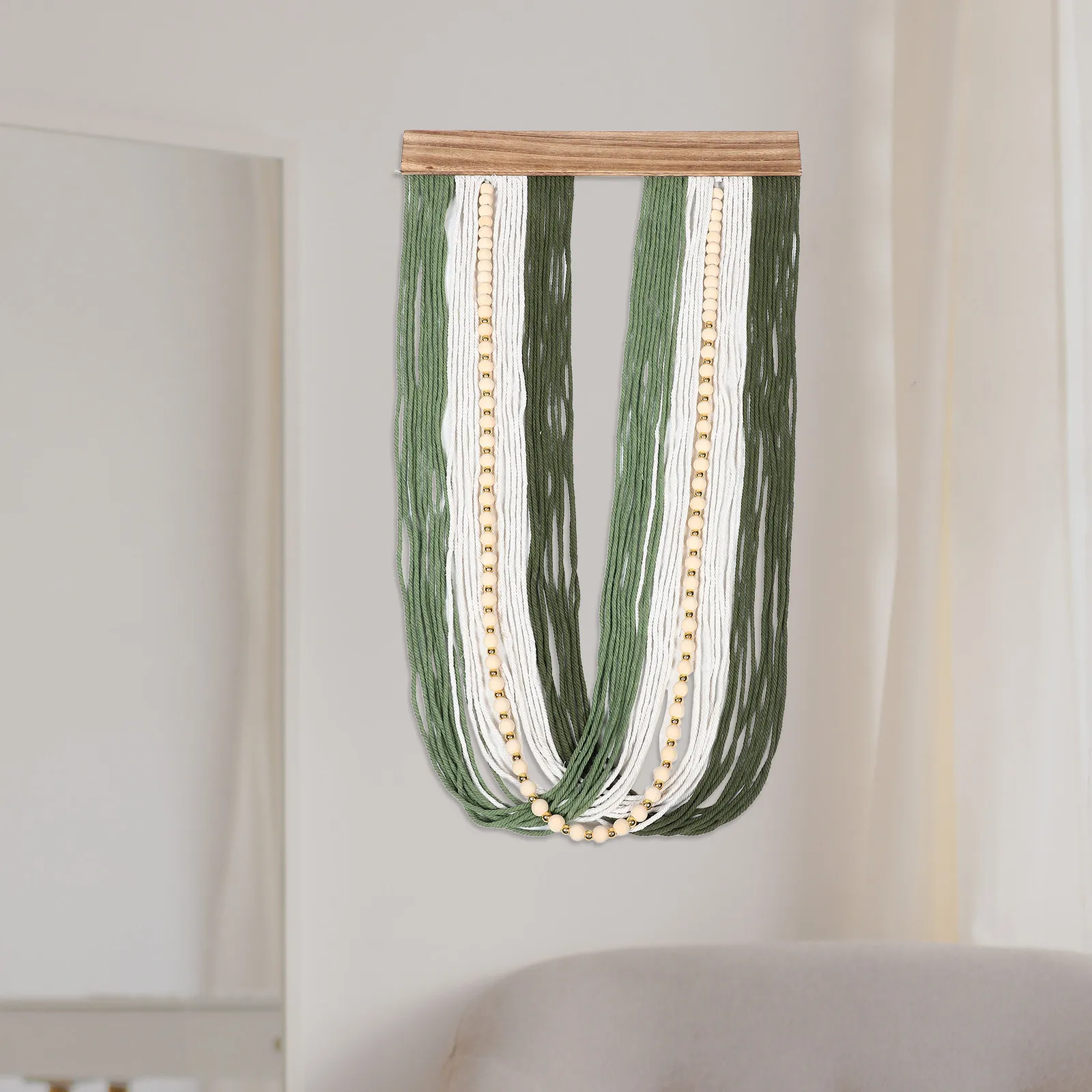 Handmade Nordic Macrame Wall Hanging Tapestry Woven Cotton Rope Natural Fiber Decor for Living Room Bedroom Office Nursery