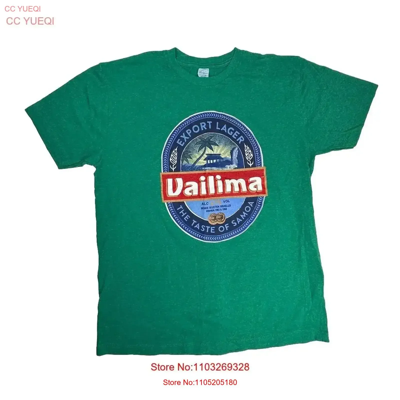VAILIMA Samoa Export Lager T shirt Green Large vintage Washed Stretched Versatile streetwear Casual Soft Slightly vintage