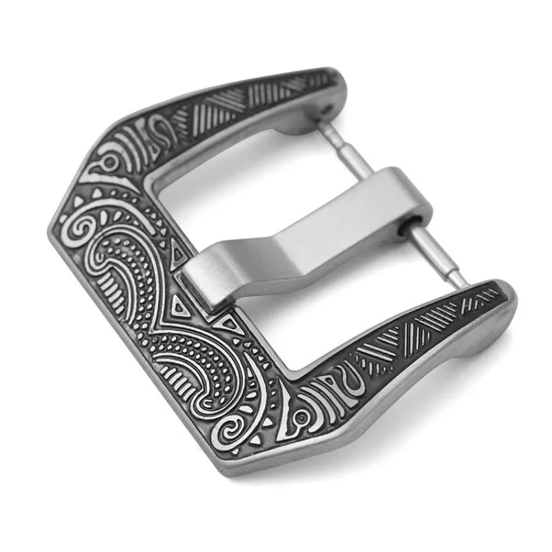 18mm 20mm 22mm 24mm Carved Stainless Steel Watch Buckle Watch Clasp Replacement for Silicone Watch Strap Universal Buckle