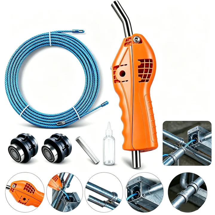 Adjustable Pressure Electric Wire Pulling Assist Tool Orange Stainless Steel Tube Electrician Wiring-Aid 10-30M Optional