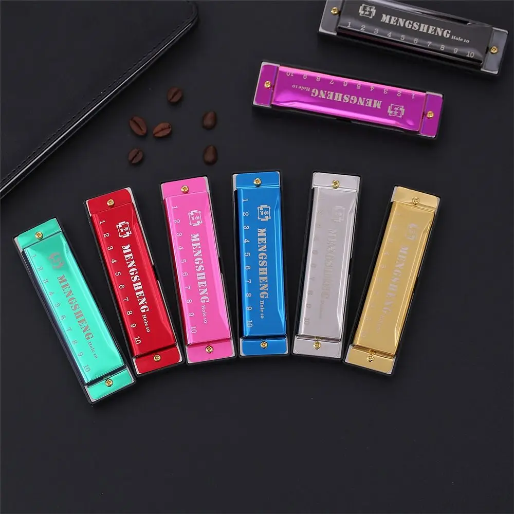 Portable Key of C 10 Hole Harmonica Metal with Box Mouth Organ Rectangle Beginner Teaching Beginners Gifts Students