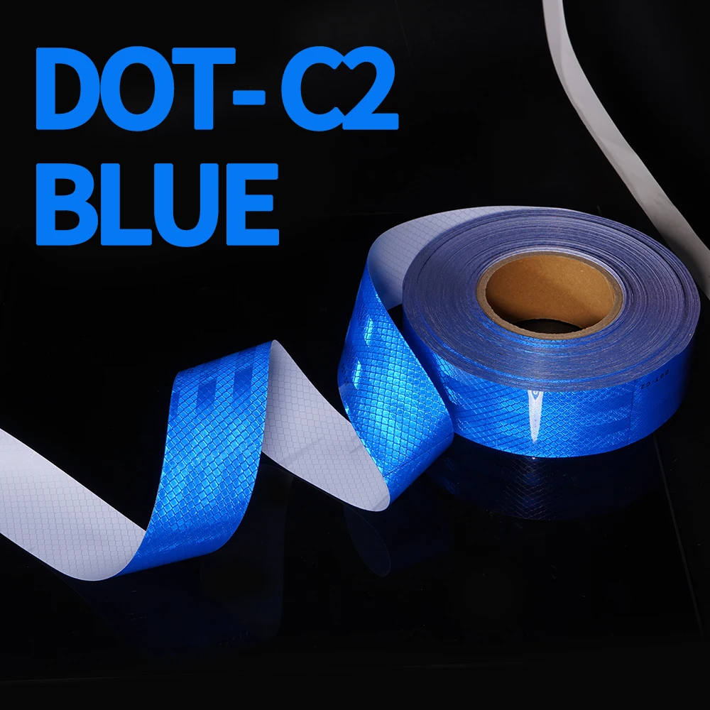 Waterproof Reflective Car Stickers DOT-C2 Blue Self-adhesive High Visibility Caution Warning Safety Tape Reflectors Strips