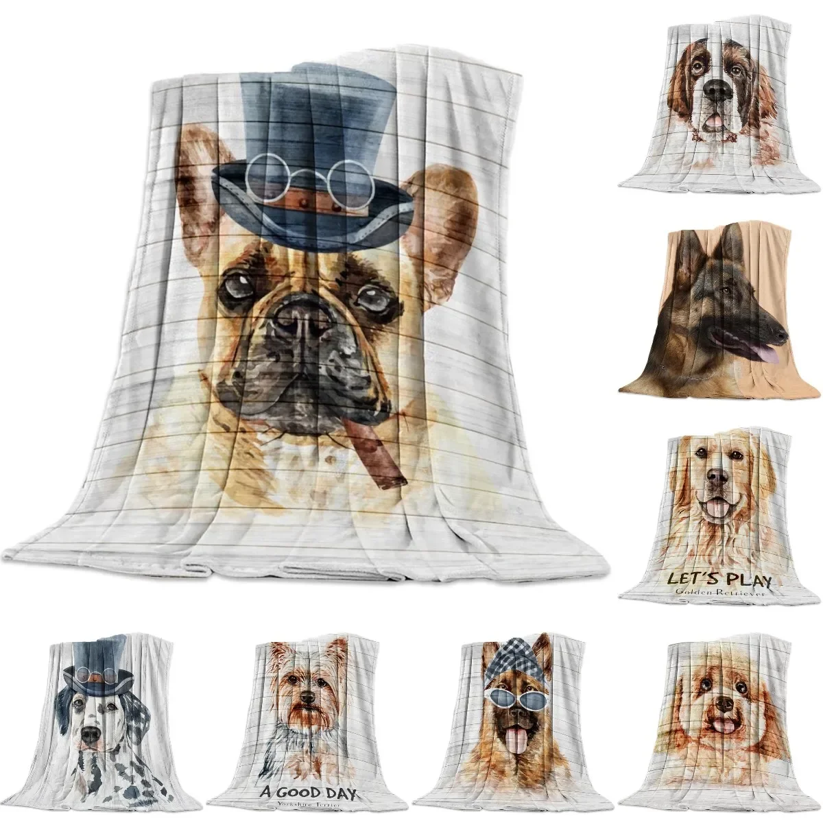 Pet Dog Pirate Dog with Hat Fleece Fuzzy Blankets for Bed Sofa Couch Blanket King Queen Full Size Super Soft Warm Lightweight