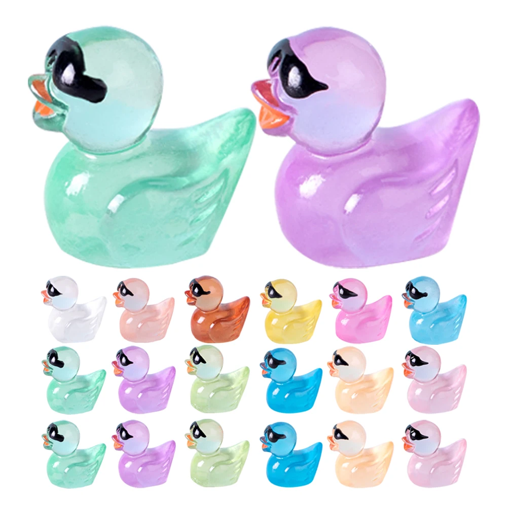 

60 Pcs Duck Statue in Luminous Sunglasses Miniature Garden Figurines Small Animal Tiny Bulk