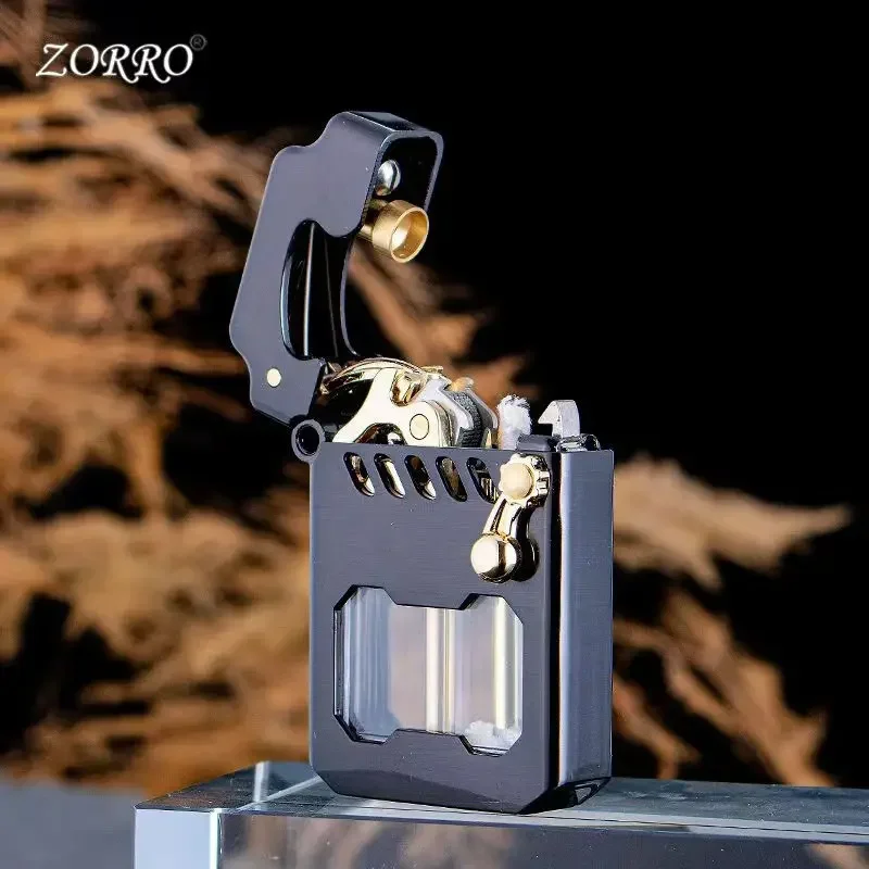 ZORRO Mecha Transparent Fuel Tank Mechanical Ejection Kerosene Lighter Metal High-looking Creative High-end Gift