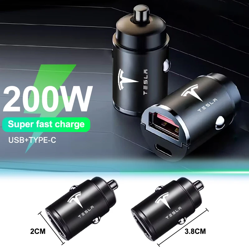 Car Charger USB Type-C Fast Charging Power Adapter For Tesla Model 3 Model S X Model Y Roadster SpaceX Cybertruck Accessories