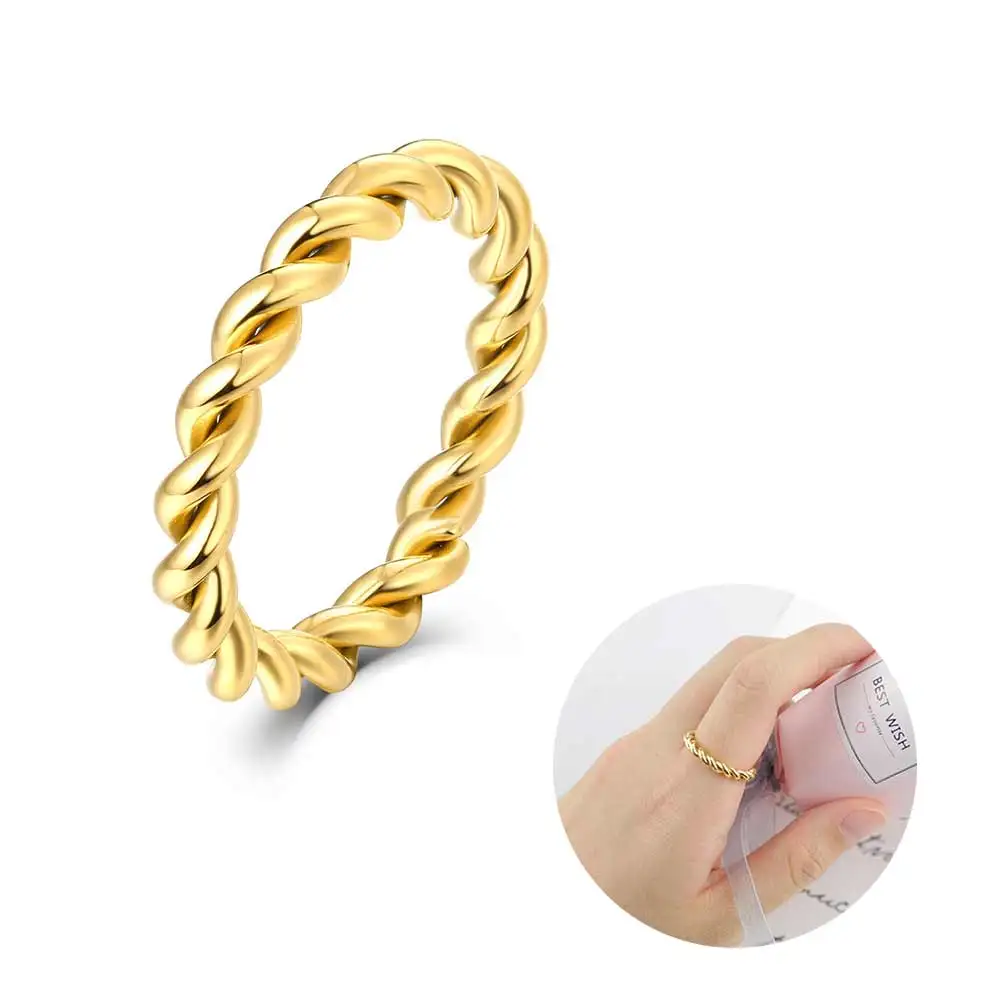 3mm Simple Stainless Steel Unisex Men Women Girls Twisted Rings Fashion Jewelry US large size 5 6 7 8 9 10 11 12