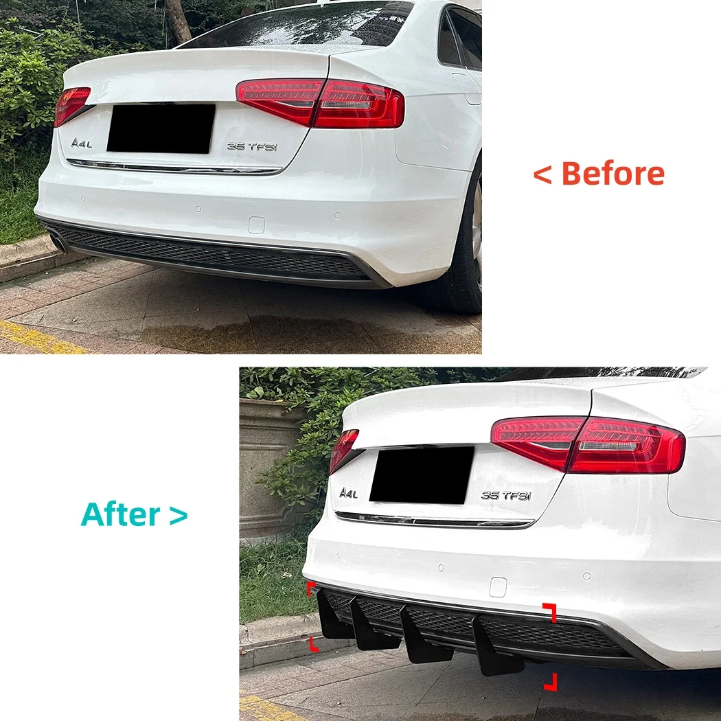 Gloss Black Rear Bumper Diffuser Spoiler Lip Protector For Audi A4 B8.5 Sline 2013 2014 2015 2016 Tuning Accessories Body Kits