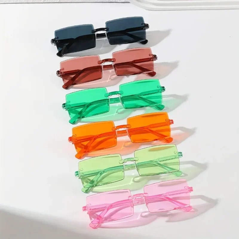 6PCS Rectangle Fashion Sunglasses For Women Men Cute Candy Color Decorative Shades Sun Glasses UV400 Eyewear