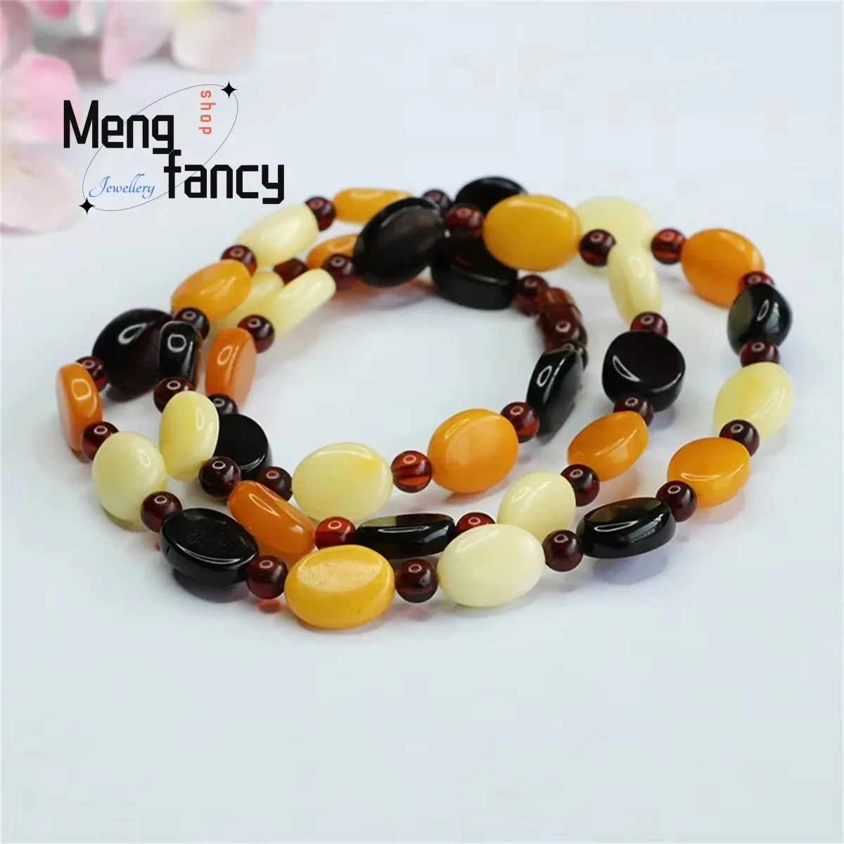 Natural Amber Old Honey Wax White Flower Casual Necklace Simple Generous Personality Versatile Charm Fashion Women Fine Jewelry