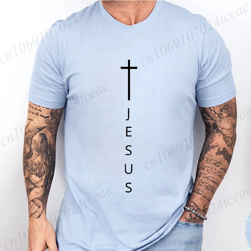 تي شيرت رجالي صيفي كاجوال عصري فضفاض كبير مطبوع عليه حروف متقاطعة وسيسيس تي شيرت رياضي برقبة دائرية وأكمام قصيرة #3