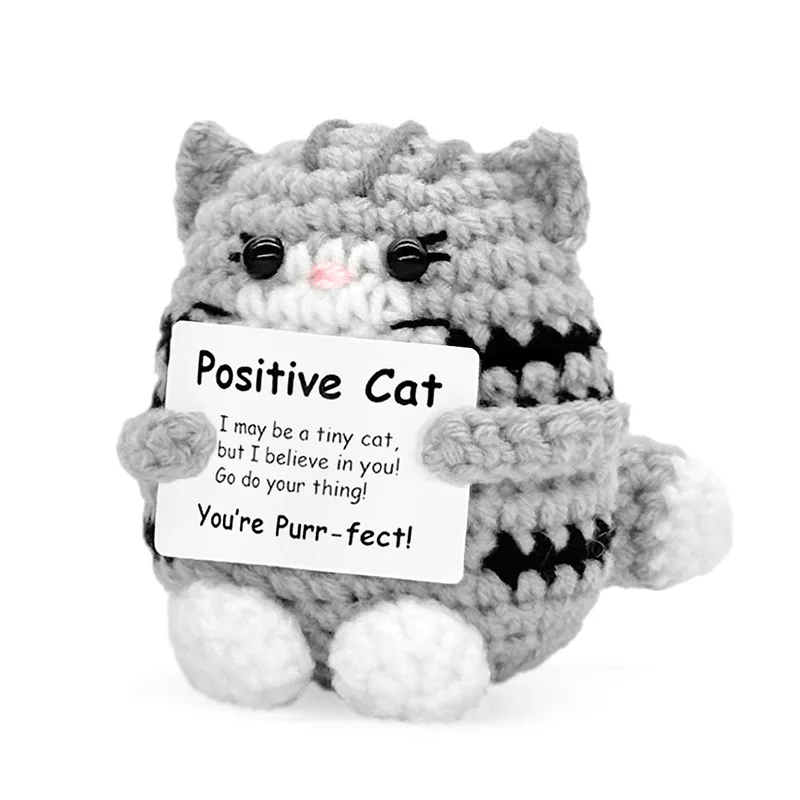 1PC Positive Energy Potato Hug Pocket Mini Handmade Plush Knitted Doll with Card Funny Christmas Birthday Gifts Home Decoration
