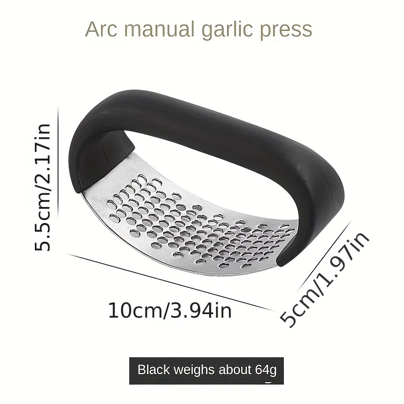 1PC Stainless steel garlic press with manual plastic handle for pounding garlic paste for household use