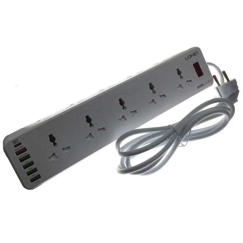 Imagem -06 - Design Reino Unido da ue Eua Tira de Energia com 10 Barra Soquete Universal Porta Usb Carregador Rápido pd tipo c Porta Multi Função Tira Novo