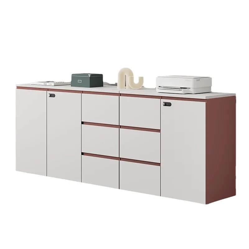 File Cabinet Low Cabinet Wooden Free Handle Lock Drawer Data Cabinet Locker Tea Office Floor Side