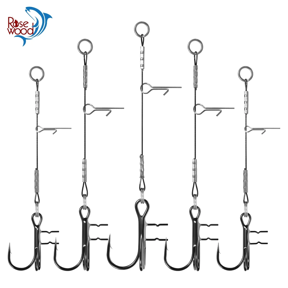 Palissandre 3 pièces Point de frappe Stinger plate-forme brochet accessoires de pêche leurre souple en caoutchouc # 4 # 2 # 1 # Crochet en T d'assistance du ventre à courbure large 1/0