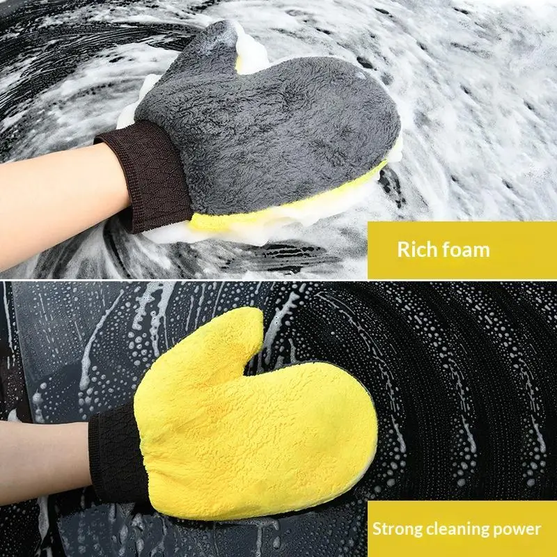 Car Detailing Microfiber Wash Glove Clay Bar Coral Fleece Mitt for Stain Removal and Smooth Polishing Versatile Cleaning view 4