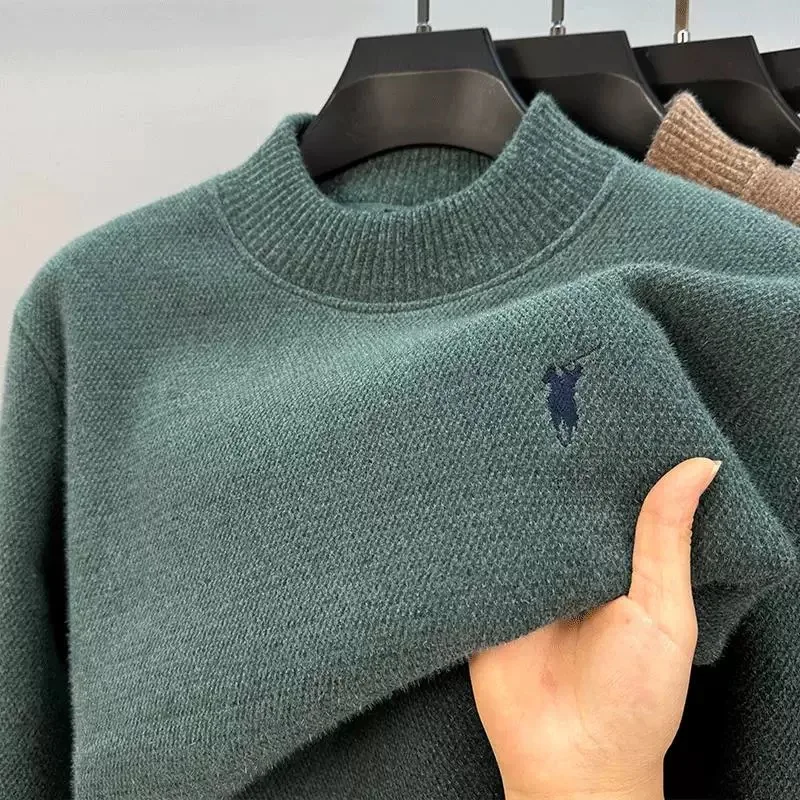 الراقية مصمم سترة جديدة للرجال أزياء العلامة التجارية الكلاسيكية بول التطريز الفاخرة الشتاء أفخم سميكة الدافئة جولة الرقبة متماسكة pullove