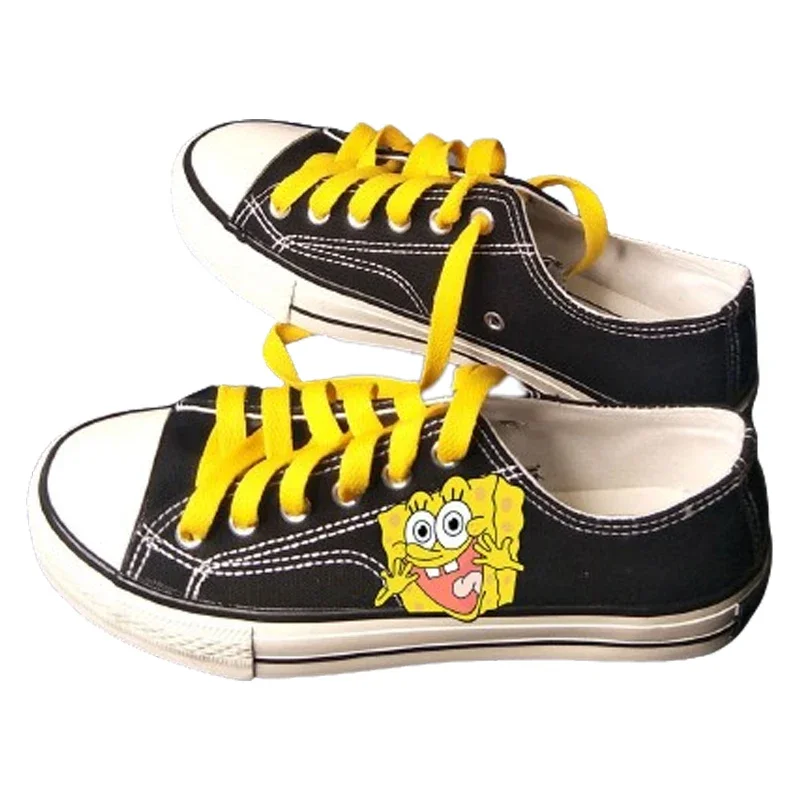 SpongeBob scarpe di tela Cartoon Anime scarpe vulcanizzate Casual Flat Lace-Up Sneakers Cute Zapatillas Mujer Chaussure Man Sneakers