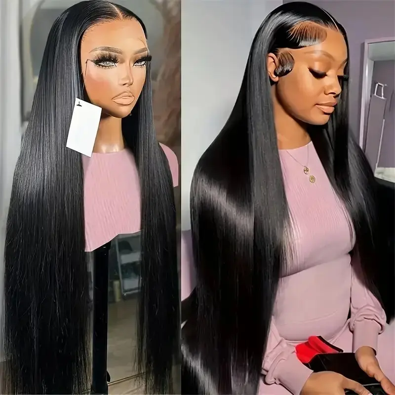 Rosabeauty 13x6 Straight Lace Front Wigs Human Hair 13X4 Frontal 5X5 Glueless Closure Wigs Nature Color 250% Density For Women