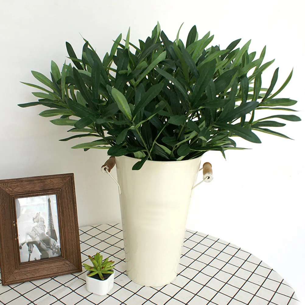 3 Piezas de Hojas de Olivo Artificiales, Plantas de Plástico de Color Natural, Mano de Obra Exquisita, Plantas Verdes Artificiales para Fiestas Hawaianas, Bodas, Escritorio