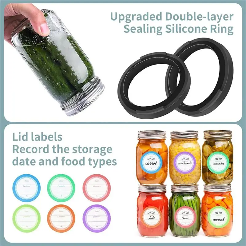 ABMO 2X Vacuum Sealer, Wide Mouth And Regular Mouth Canning Lid Machine Kit For Food Storage Black