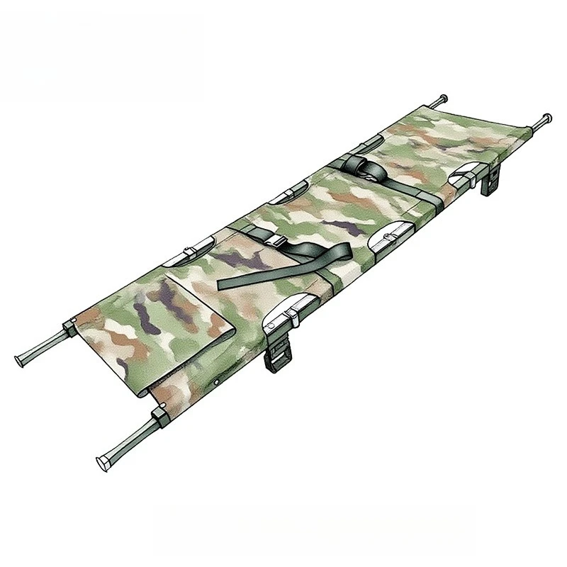 lifesaving four-fold square tube stretcher jungle camouflage high load-bearing thickened aluminum alloy