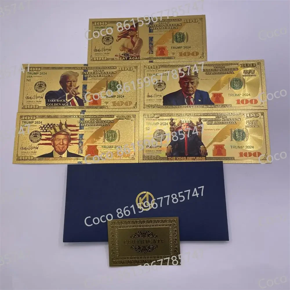 2024 New President United States Donald Trump Gold Bills Golden Notes Cards Make America Great Again Christmas Gift