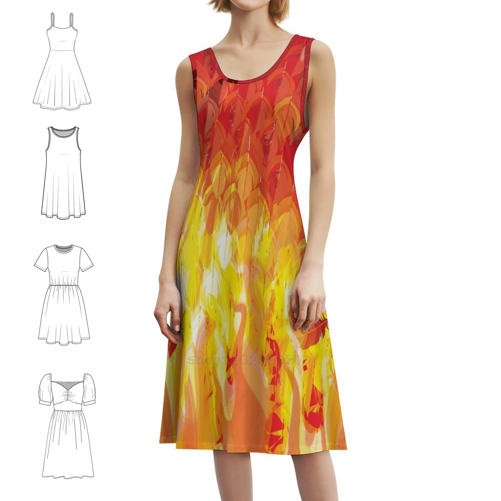 Феникс из пламени Платье в корейском стиле для женщин Элегантное повседневное платье для вечеринки или повседневного ношения Hot Heat Bird Birb Phoenix