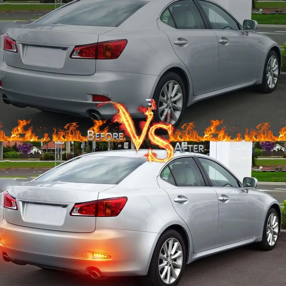 مجموعة المصد الخلفي LED من سلسلة Lexus Gen2 IS مع أضواء متتابعة وأضواء الضباب وDRLs المدخنة